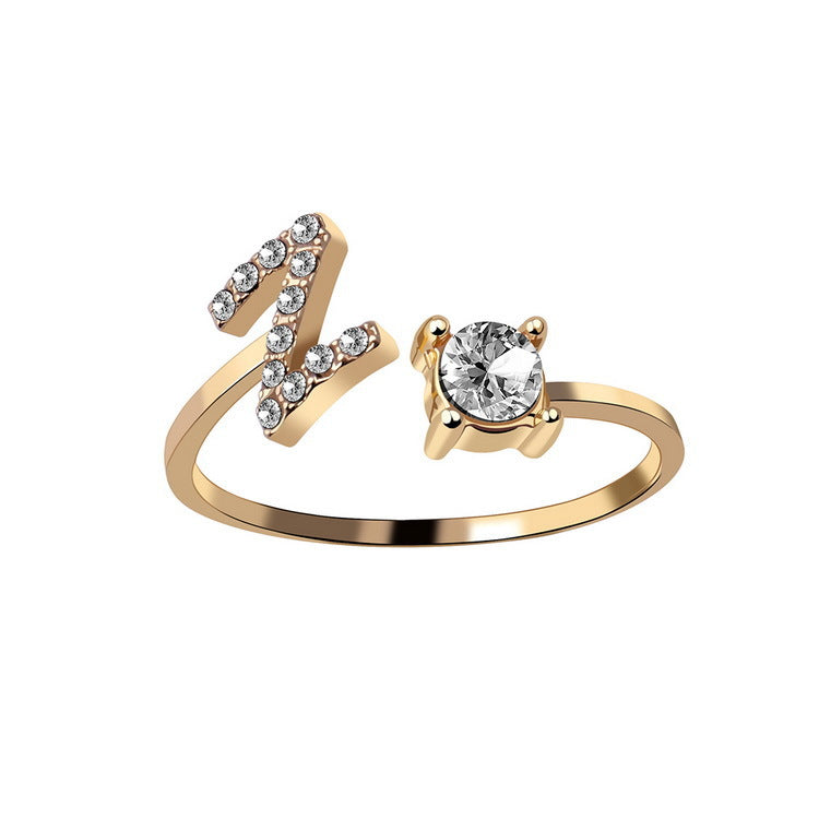 New Design Adjustable 26 Initial Letter Ring Fashion Jewelry For Women Simple Elegant Jewelry New Design Adjustable 26 Initial Letter Ring Fashion Jewelry For Women Simple Elegant Jewelry
